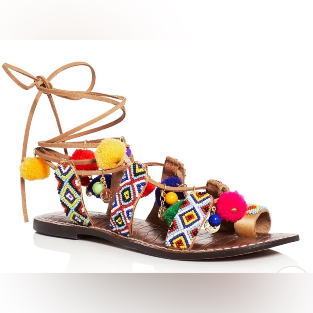 Sam Edelman Brown Tribal Strappy Lisabeth Lace-Up Leather Gladiator Sandals